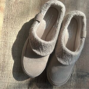 Skechers Taupe Slip-On Shoes with Faux Fur